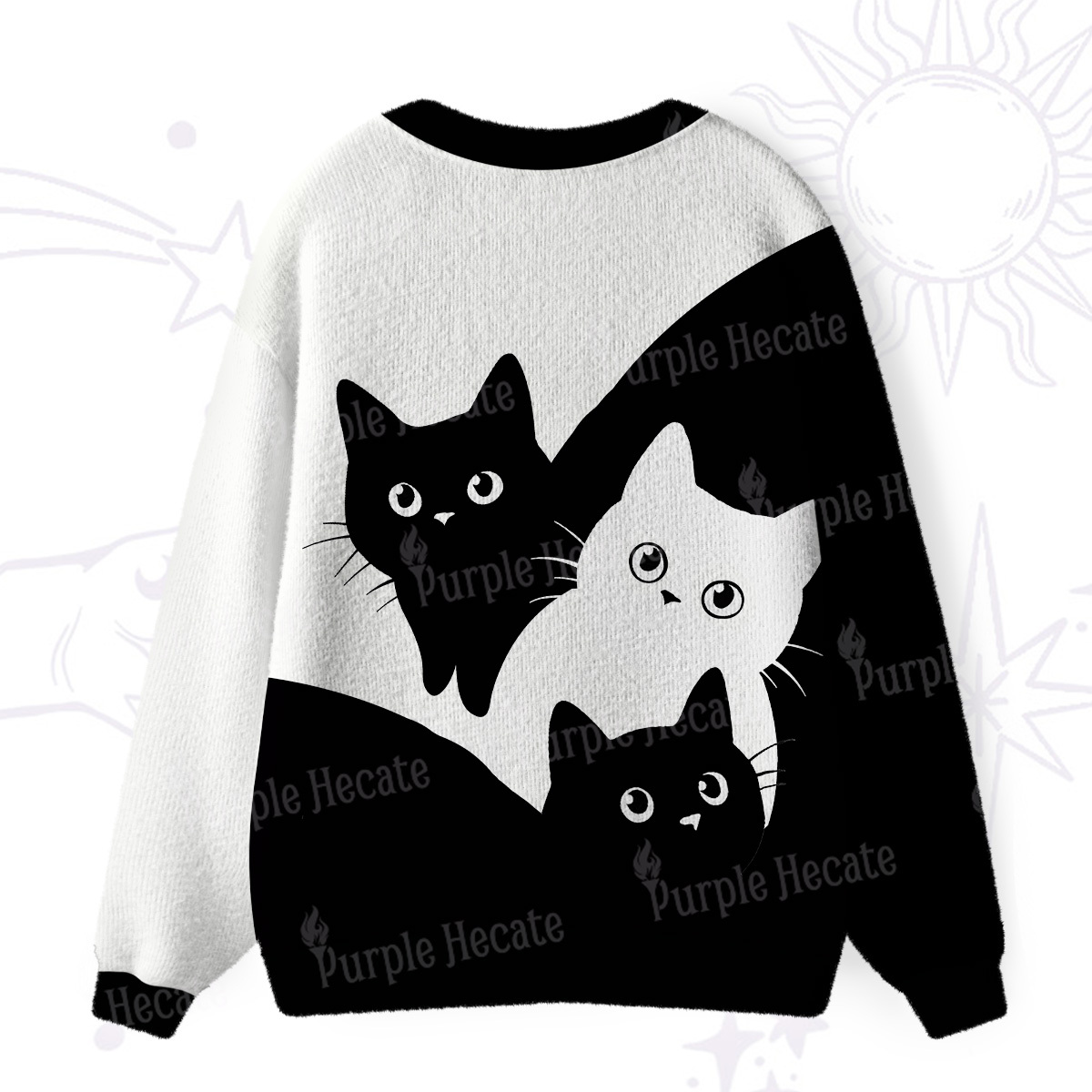 Purplehecate Curious Cats Ugly Cardigan Sweaters