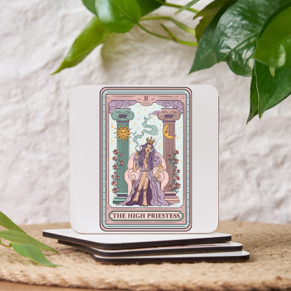 Purplehecate The High Priestess Tarot Card Coaster