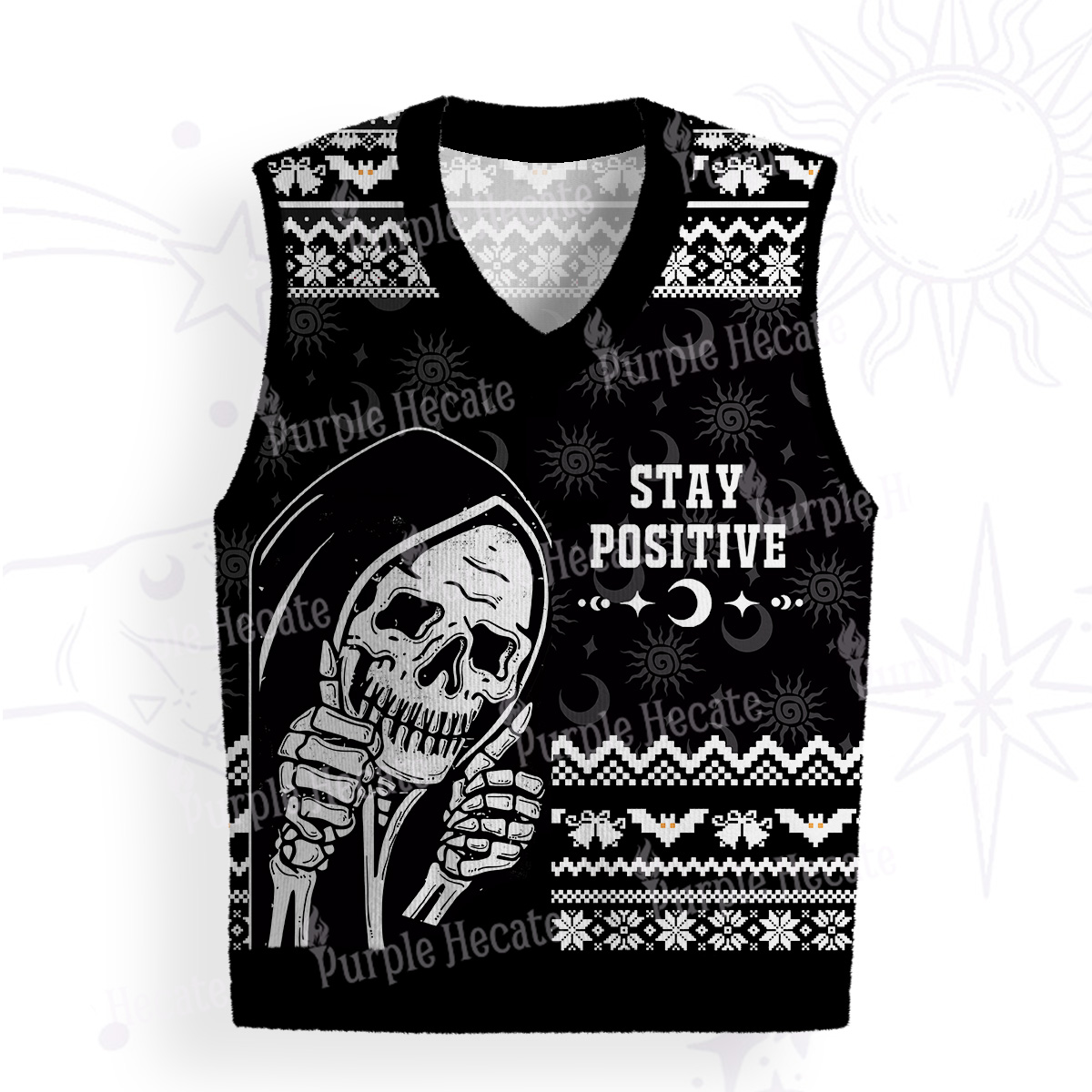 Purplehecate Stay Positive Ugly Sweater Vest