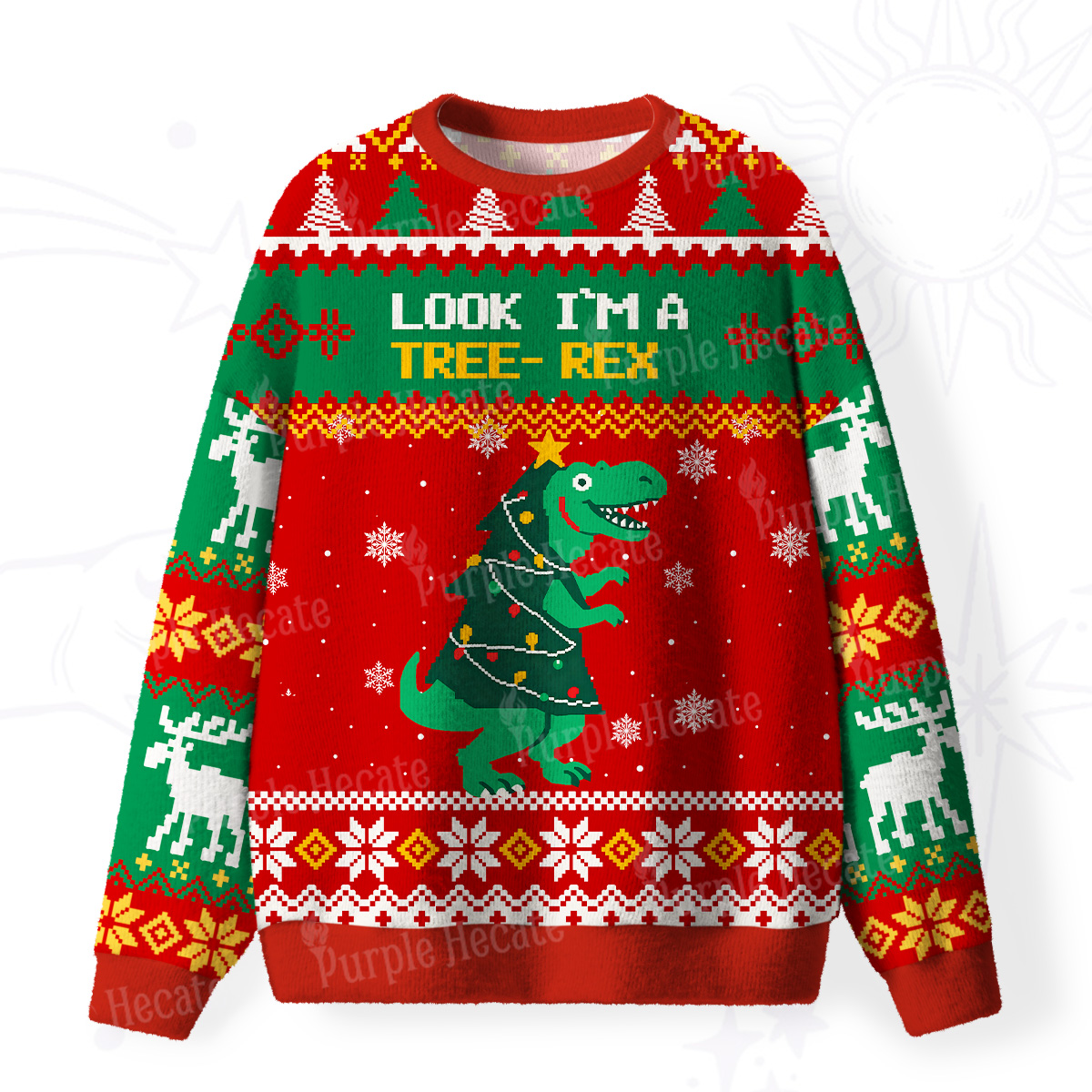 Purplehecate Look Tree I'm A T-Rex Fuzzy Ugly Christmas Sweatshirt