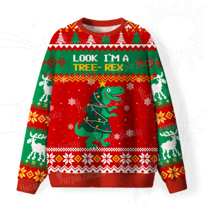 Purplehecate Look Tree I'm A T-Rex Fuzzy Ugly Christmas Sweatshirt