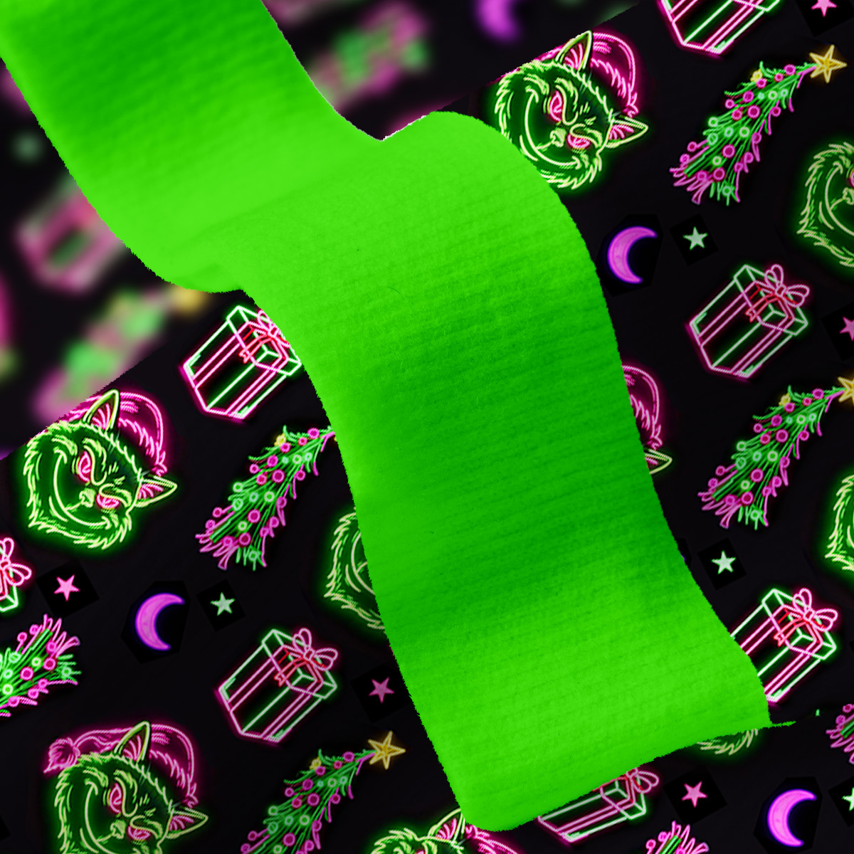 Purplehecate Witchy Neon Naughty Cat Fuzzy Ugly Christmas Sweatshirt