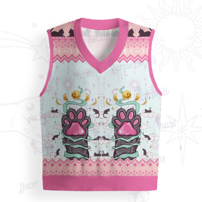 Purplehecate The Beans Cat Tarot Ugly Sweater Vest