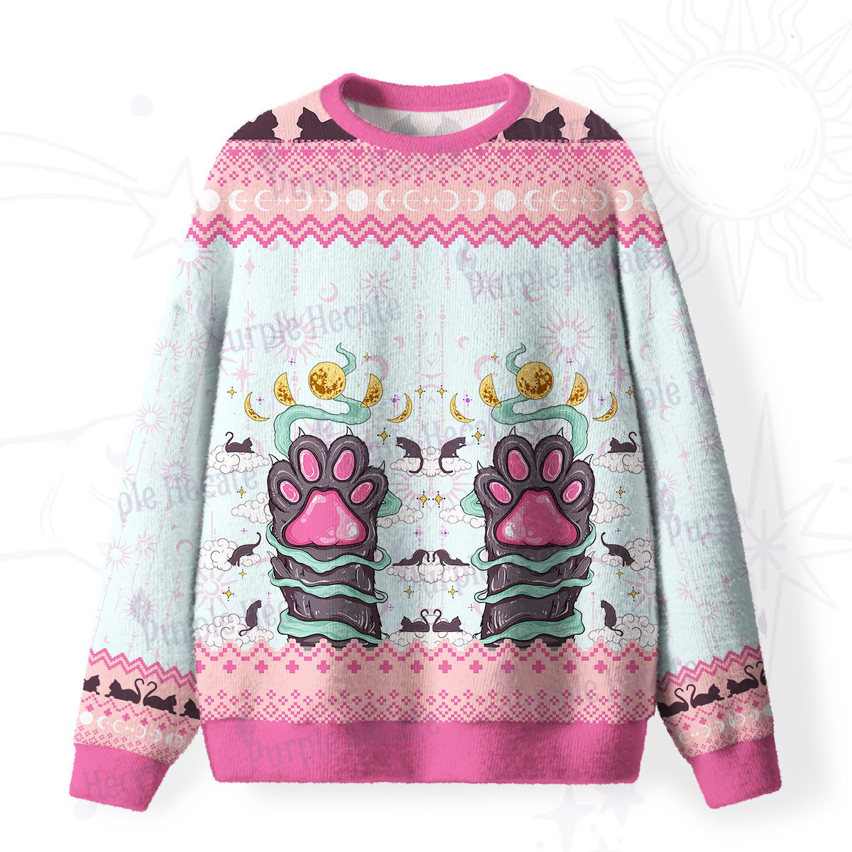 [Copy]Purplehecate Everything Is Fine Christmas Fuzzy Ugly Sweatshirt