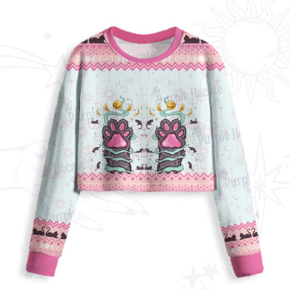 Purplehecate The Beans Cat Tarot Crop Fuzzy Ugly Sweatshirt