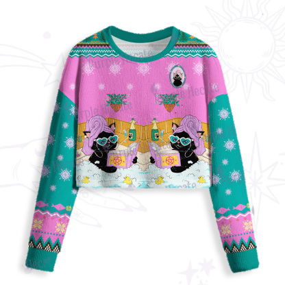 Purplehecate The Reader Cat Tarot Crop Fuzzy Ugly Sweatshirt