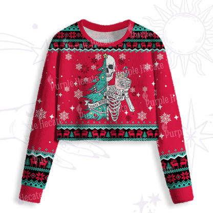 Purplehecate Sorta Merry Sorta Scary Christmas Crop Fuzzy Ugly Sweatshirt