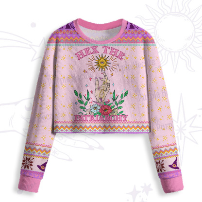 Purplehecate Hex The Patriarchy Witchy Crop Fuzzy Ugly Sweatshirt