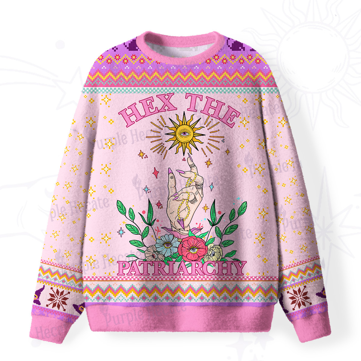 Purplehecate Hex The Patriarchy Witchy Fuzzy Ugly Sweatshirt