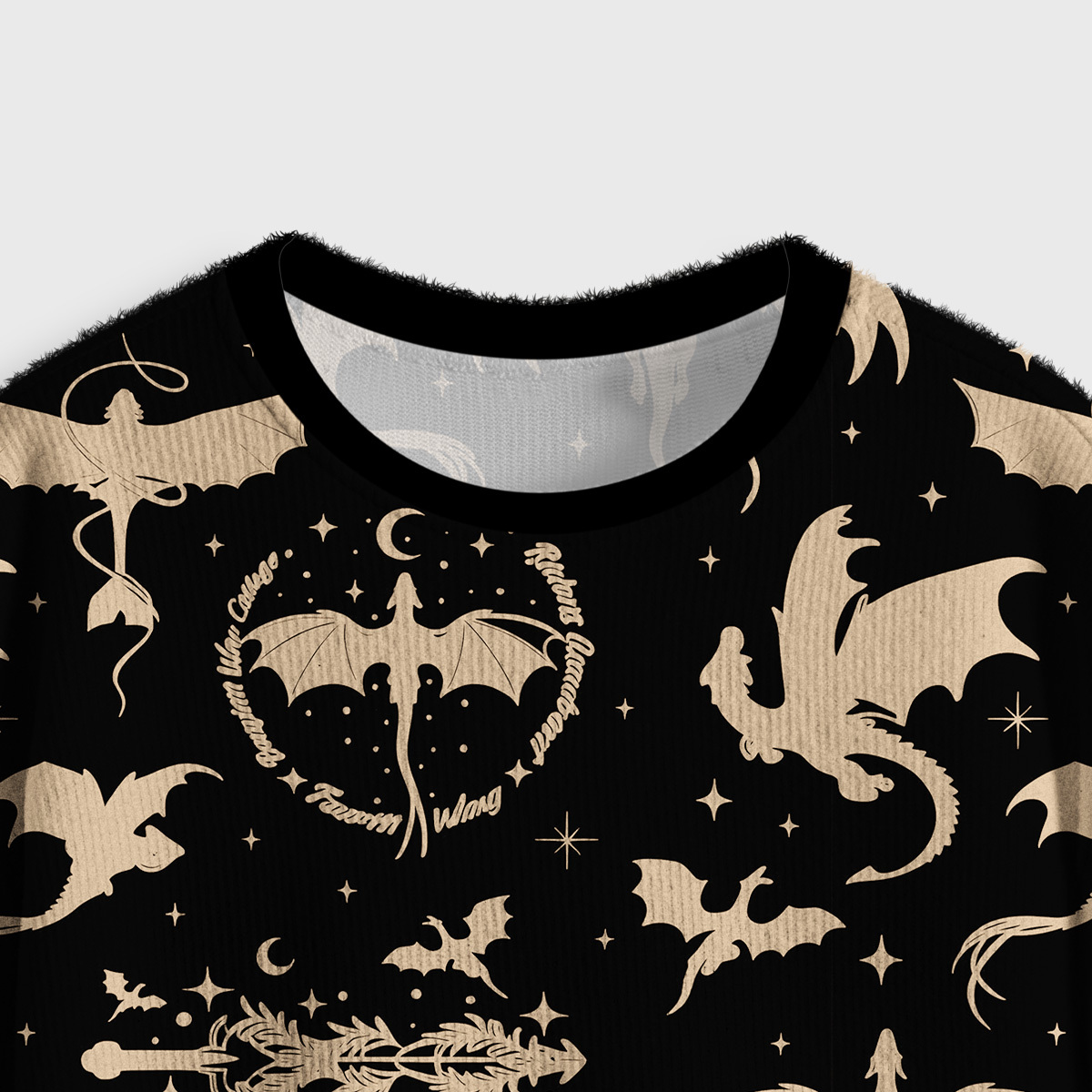 Purplehecate Fantasy Dragon Allover Crop Fuzzy Ugly Sweatshirt