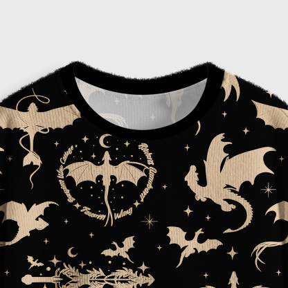 Purplehecate Fantasy Dragon Allover Crop Fuzzy Ugly Sweatshirt
