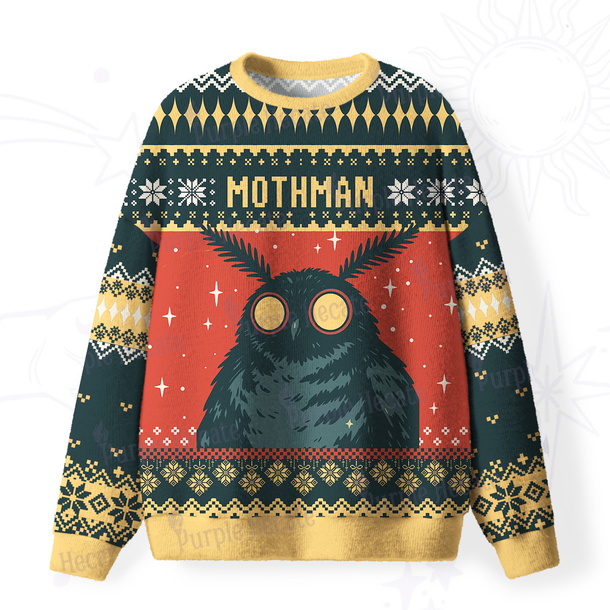 Purplehecate Mothman Eating Soup Fuzzy Ugly Sweatshirt