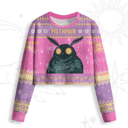 Purplehecate Mothman Eating Soup Crop Fuzzy Ugly Sweatshirt