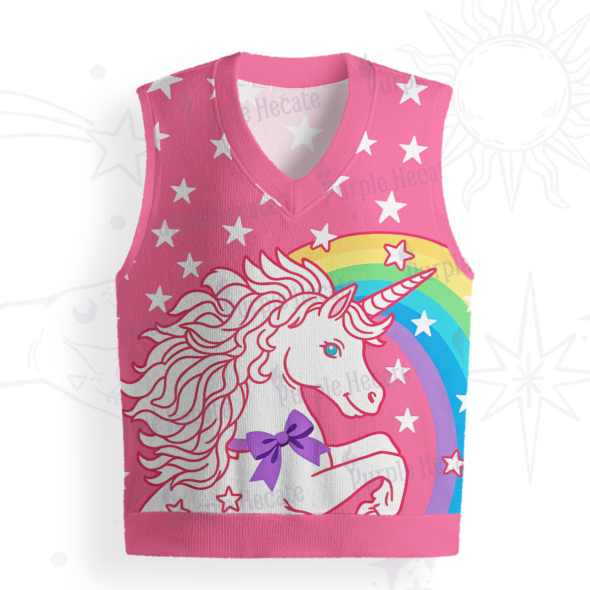 Purplehecate Dreamy Rainbow Unicorn Ugly Sweater Vest