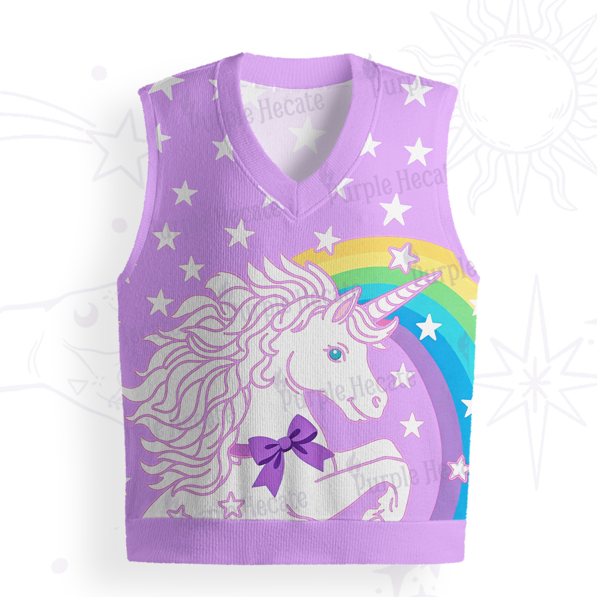 Purplehecate Dreamy Rainbow Unicorn Ugly Sweater Vest
