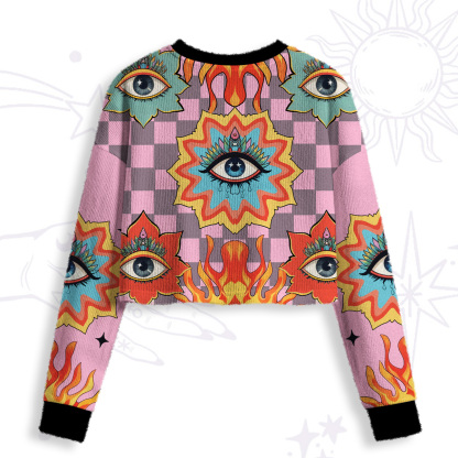 Purplehecate Awakening Flame Crop Fuzzy Ugly Sweatshirt