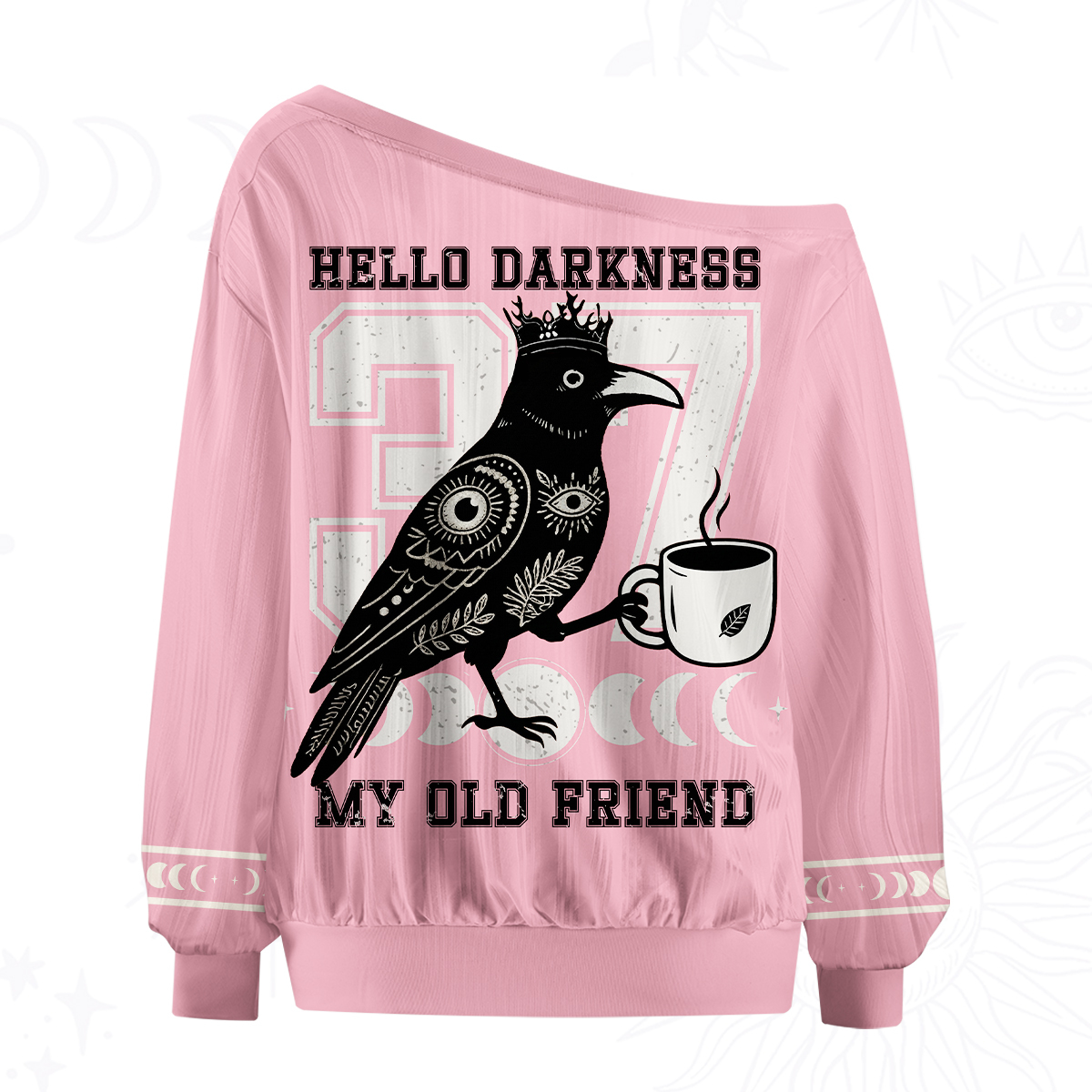 Purplehecate Hello Darkness My Old Friend Off The Shoulder Graphic Jersey