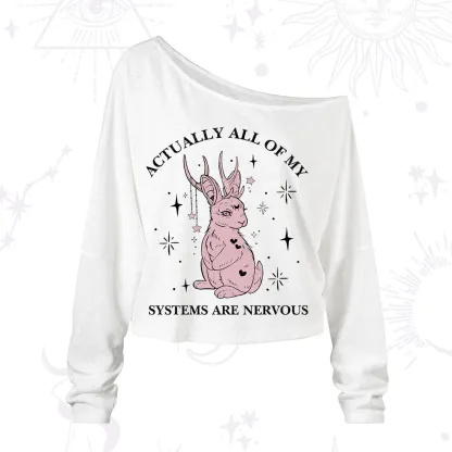 Purplehecate Actually All Of My Systems Are Nervous One Shoulder Long Sleeve Shirt
