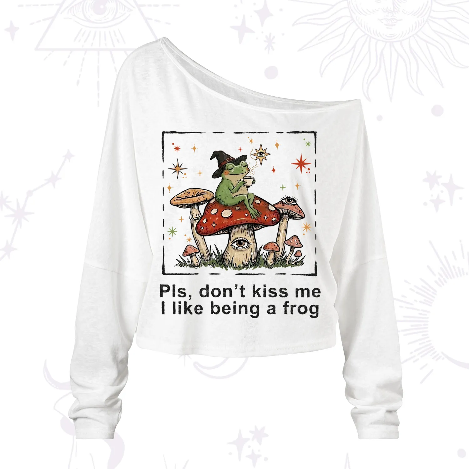 Purplehecate Please Don't Kiss Me I like Being A Frog One Shoulder Long Sleeve Shirt