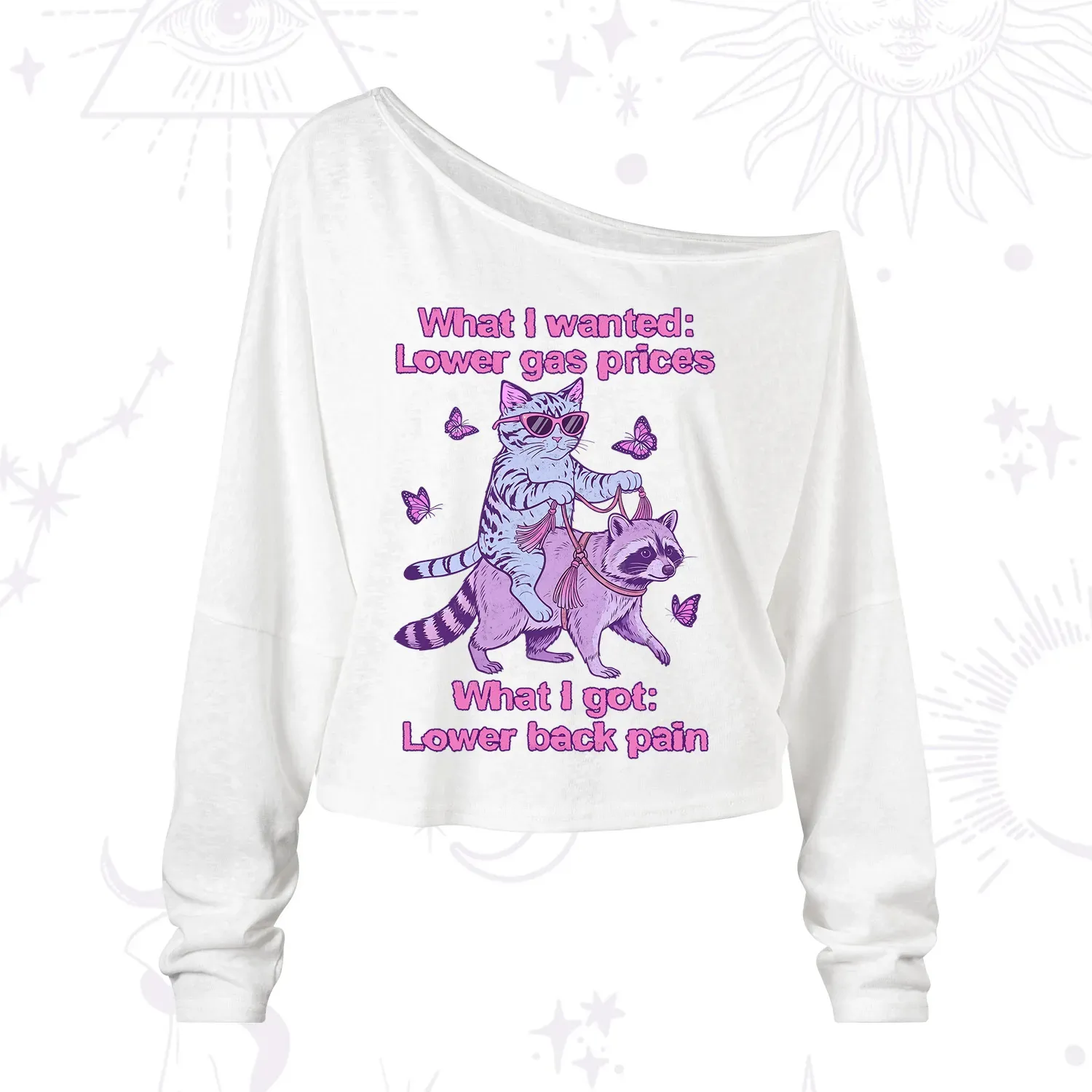 Purplehecate Lower Gas Prices Lower Back Pain Cat One Shoulder Long Sleeve Shirt