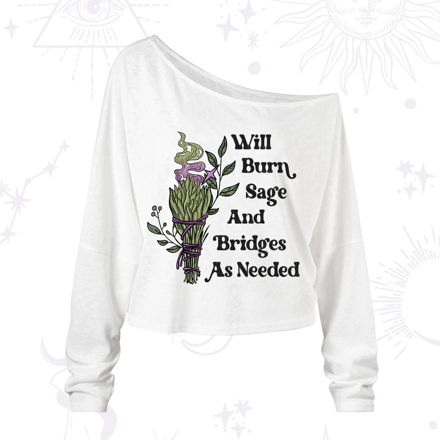 Purplehecate Will Burn Sage and Bridges One Shoulder Long Sleeve Shirt