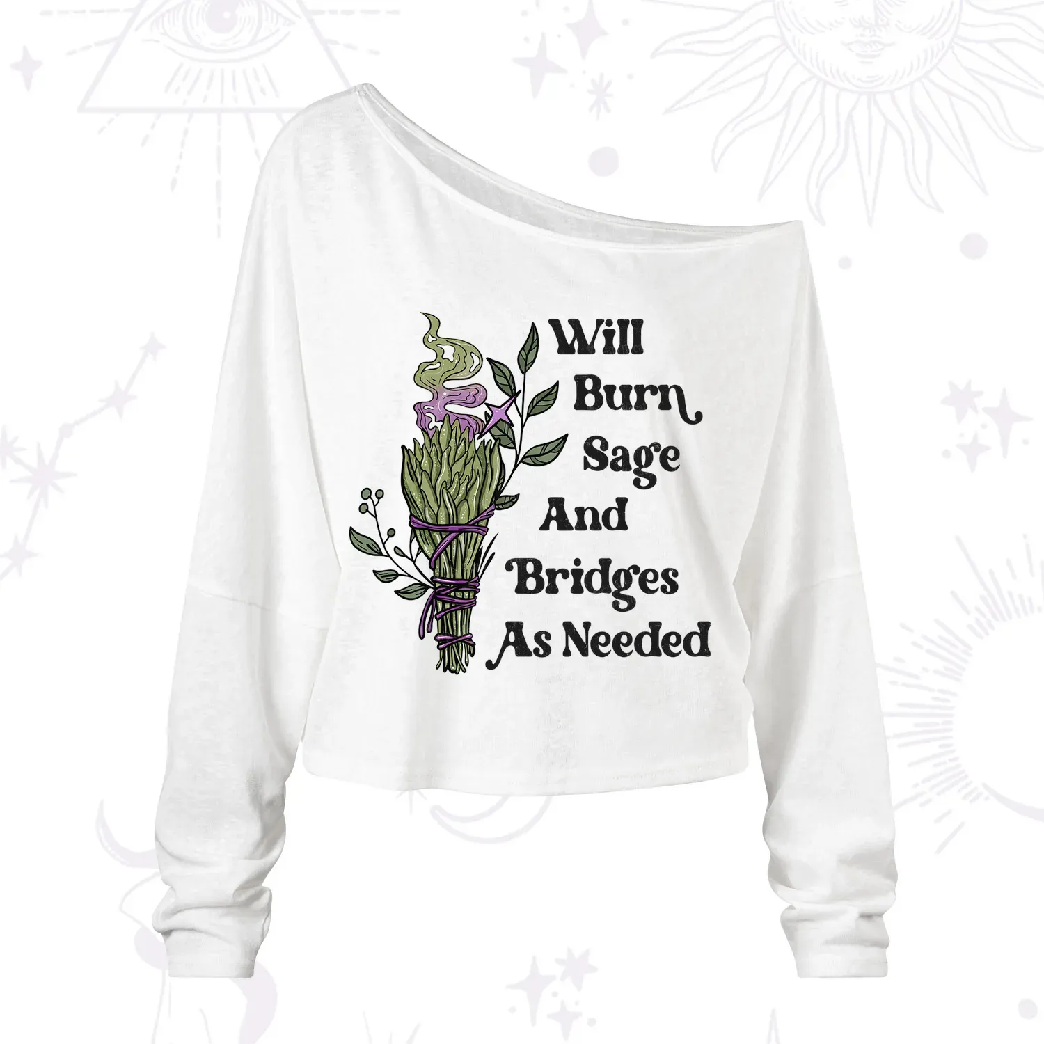 Purplehecate Will Burn Sage and Bridges One Shoulder Long Sleeve Shirt