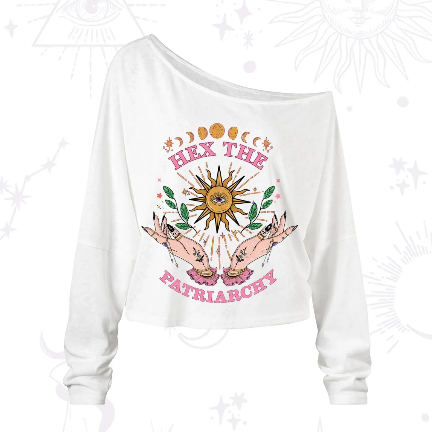 Purplehecate Hex The Patriarchy Witchy One Shoulder Long Sleeve Shirt