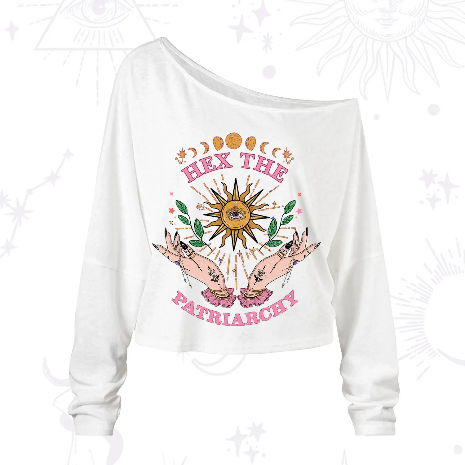 Purplehecate Hex The Patriarchy Witchy One Shoulder Long Sleeve Shirt
