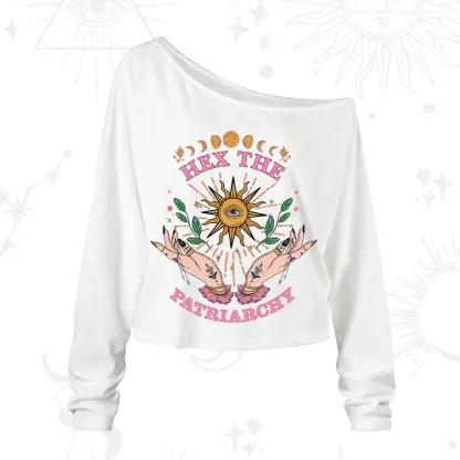 Purplehecate Hex The Patriarchy Witchy One Shoulder Long Sleeve Shirt