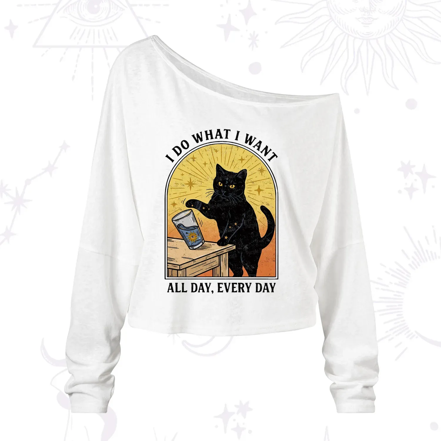 Purplehecate I Do What I What One Shoulder Long Sleeve Shirt