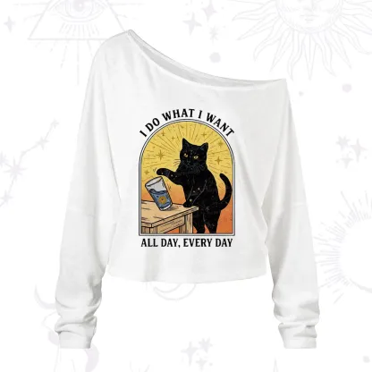 Purplehecate I Do What I What One Shoulder Long Sleeve Shirt