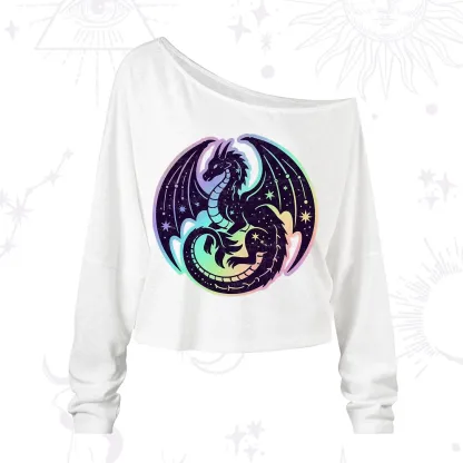Purplehecate Cosmic Dragon One Shoulder Long Sleeve Shirt