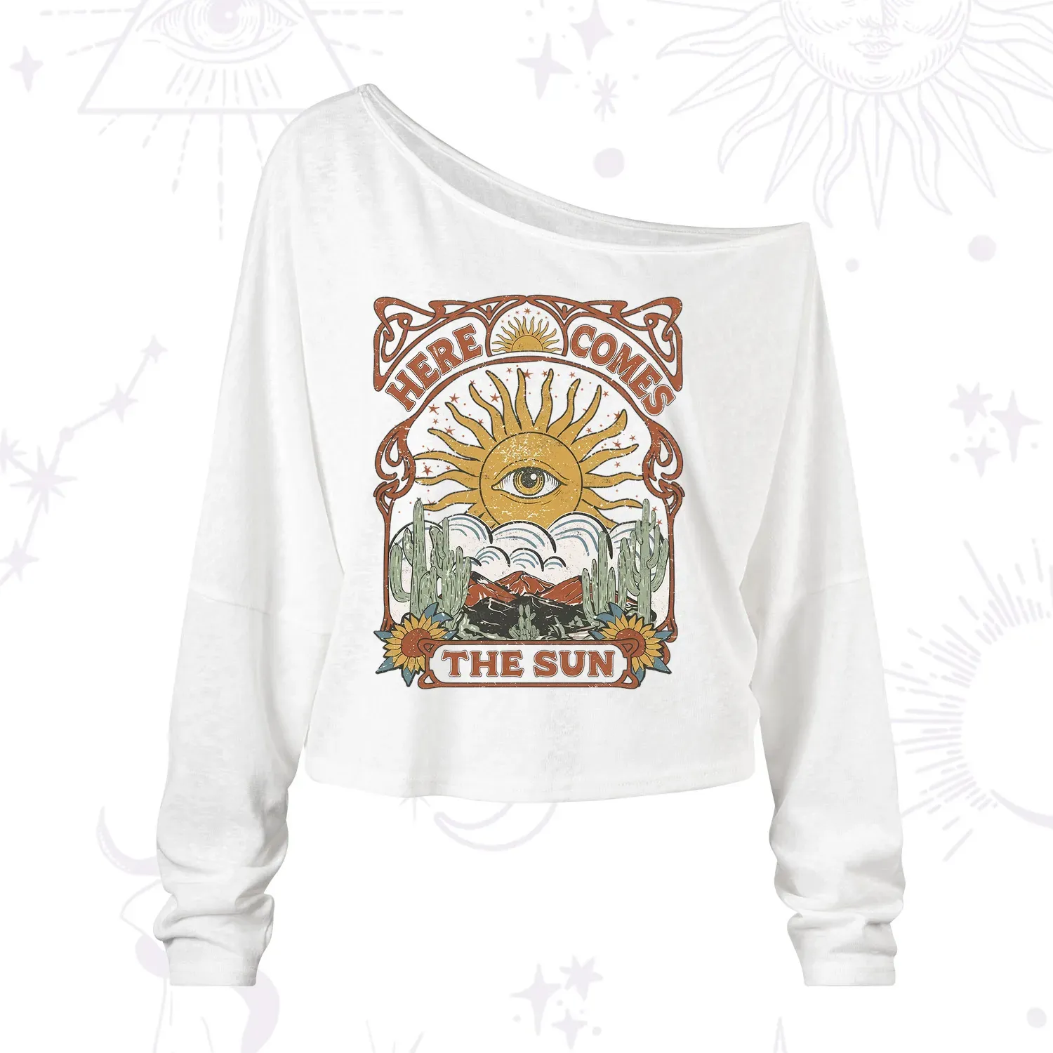 Purplehecate Here Comes The Sun One Shoulder Long Sleeve Shirt