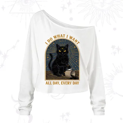 Purplehecate I Do What I What All Day One Shoulder Long Sleeve Shirt