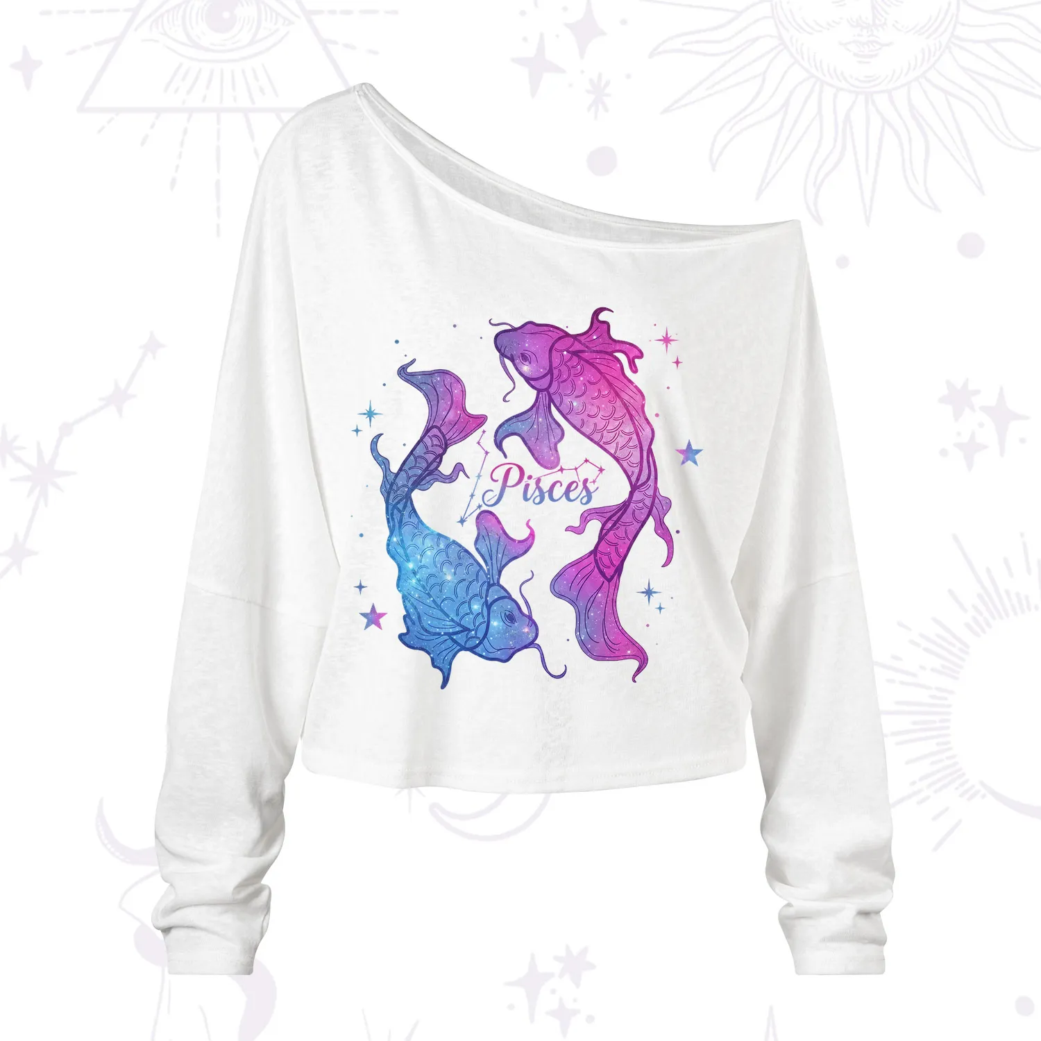 Purplehecate Pisces Zodiac One Shoulder Long Sleeve Shirt