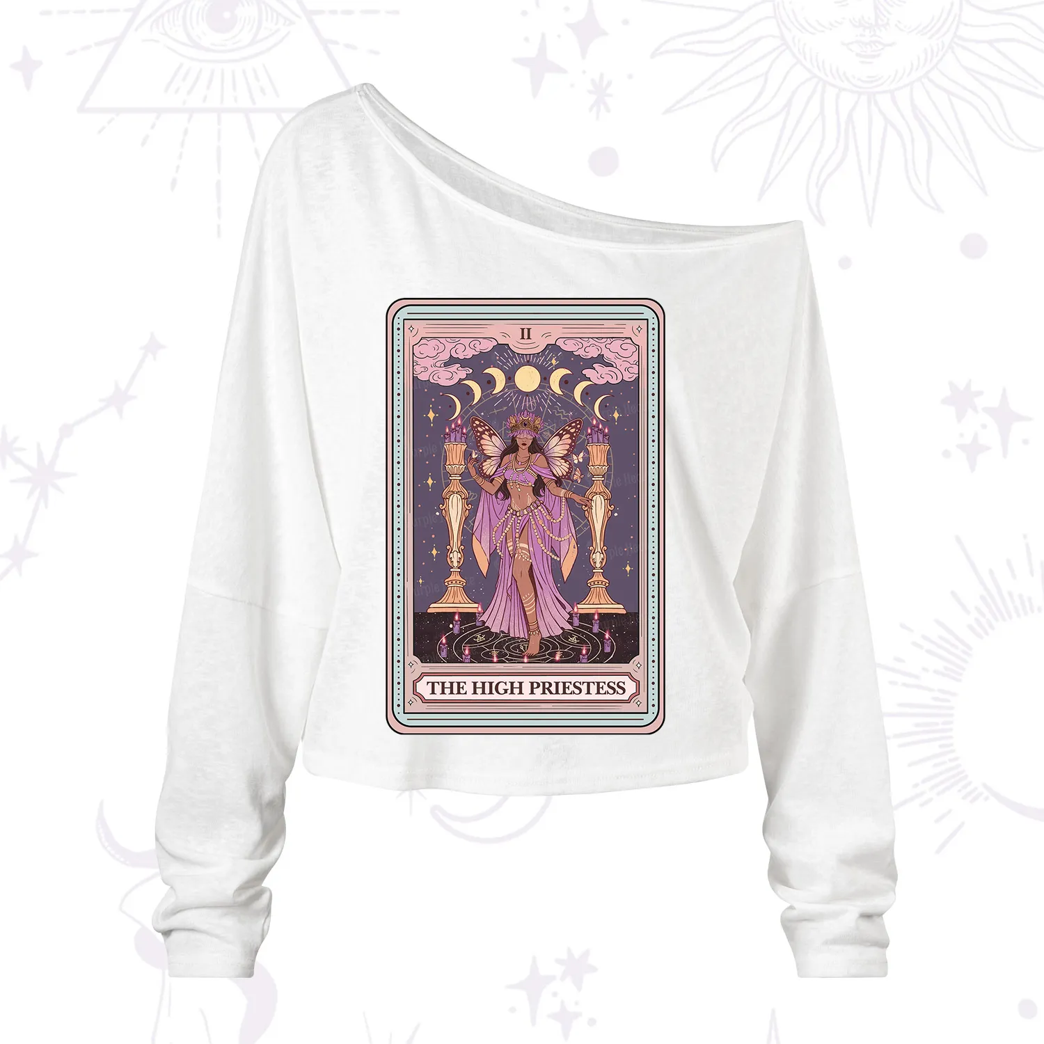 Purplehecate The Mystic High Priestess One Shoulder Long Sleeve Shirt