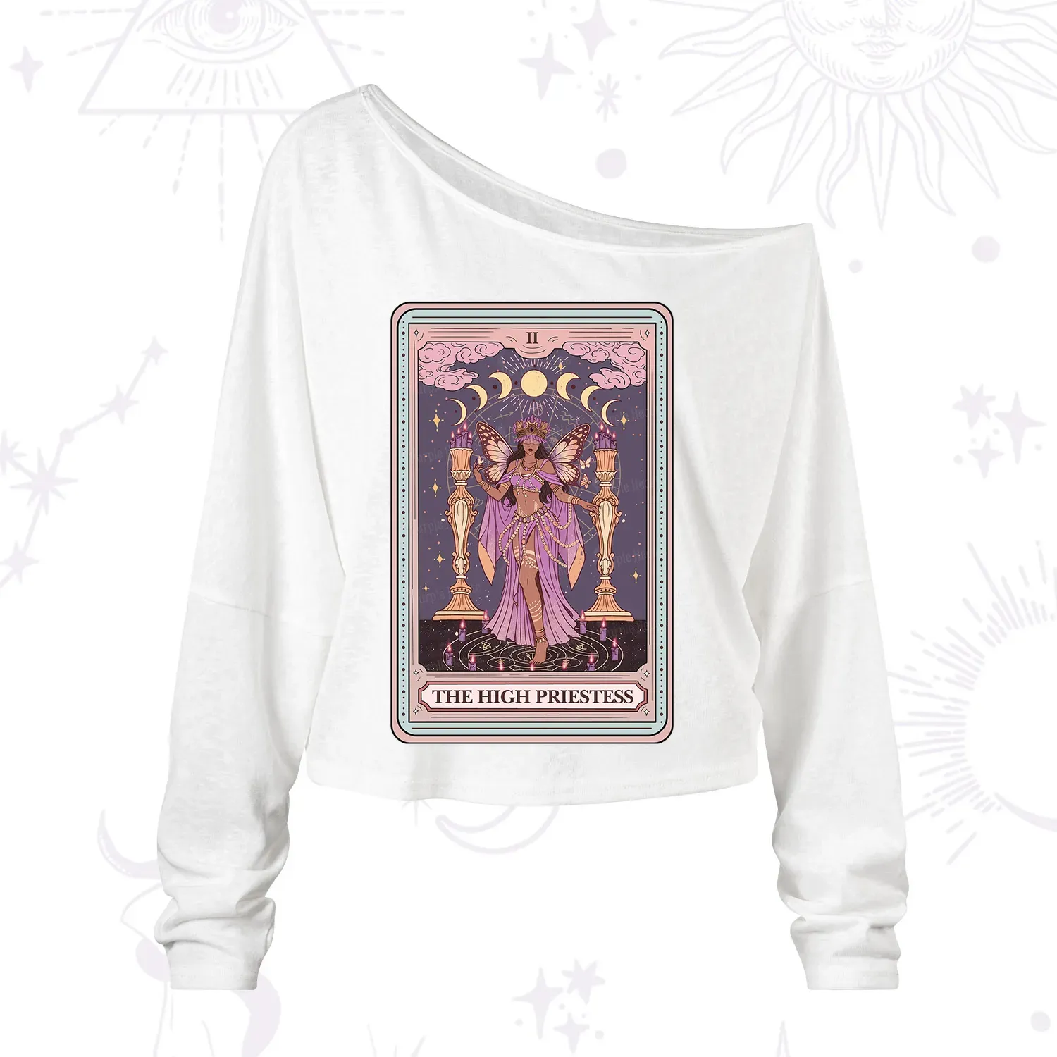 Purplehecate The Mystic High Priestess One Shoulder Long Sleeve Shirt