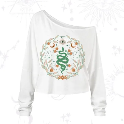 Purplehecate Mystic Serpent One Shoulder Long Sleeve Shirt