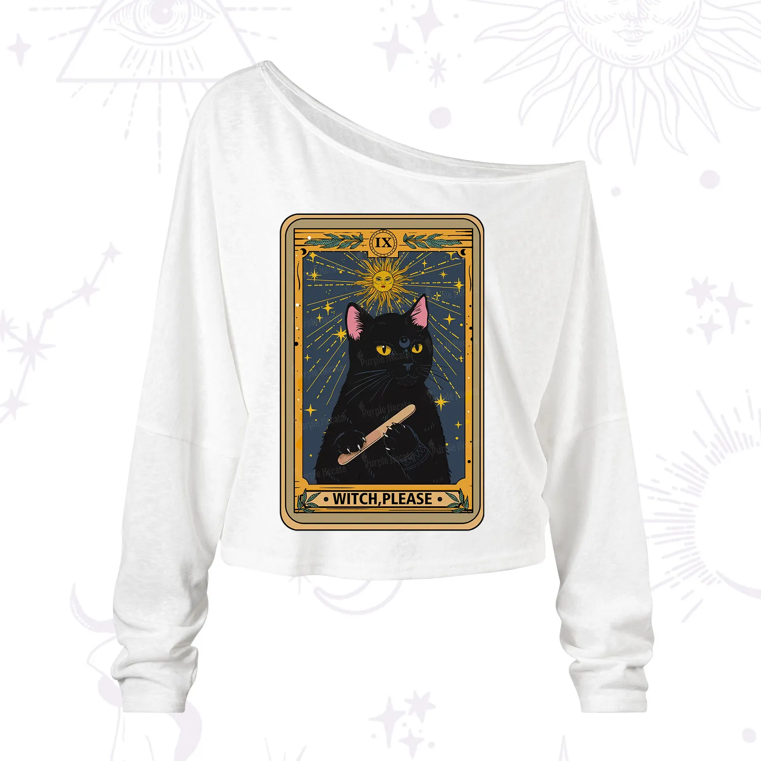 Purplehecate The Witch Please Tarot One Shoulder Long Sleeve Shirt