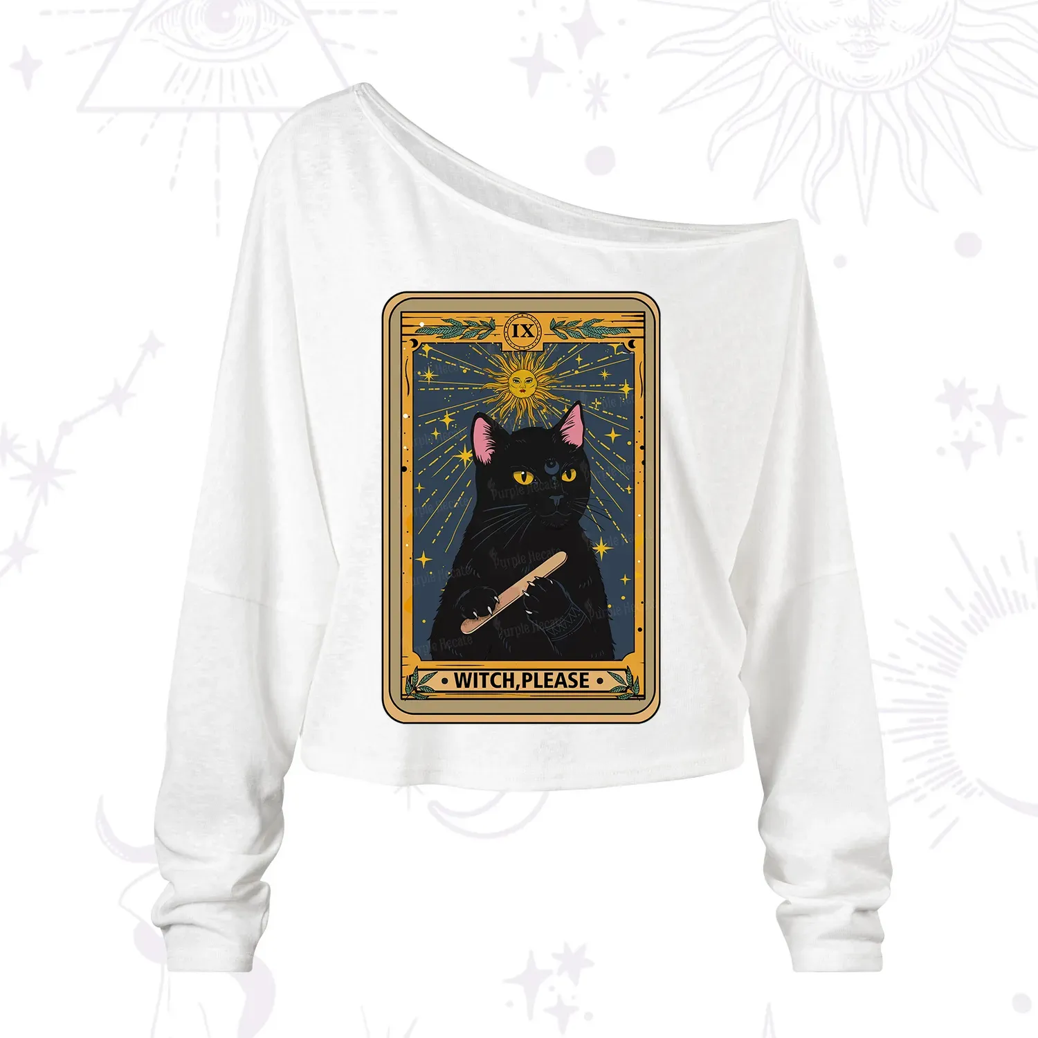 Purplehecate The Witch Please Tarot One Shoulder Long Sleeve Shirt