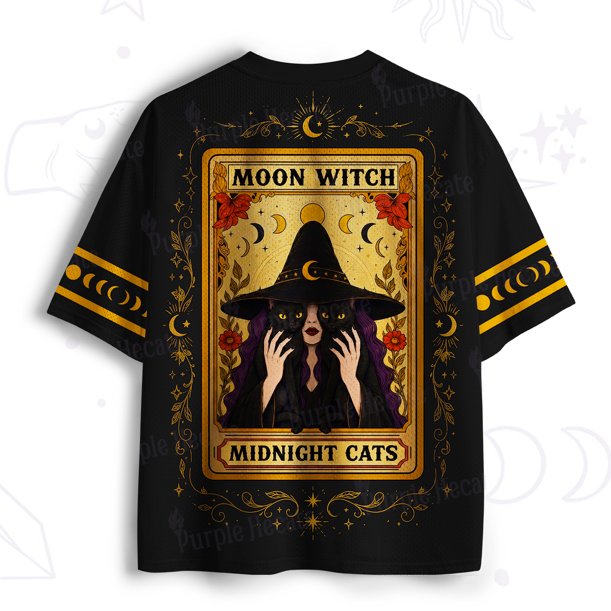 Purplehecate The Moon Witch Midnight Cats Oracle Card Mesh Jersey