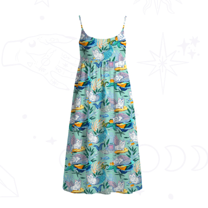 Purplehecate Mystic Mermaid Lagoon Spaghetti Strap Midi Dress