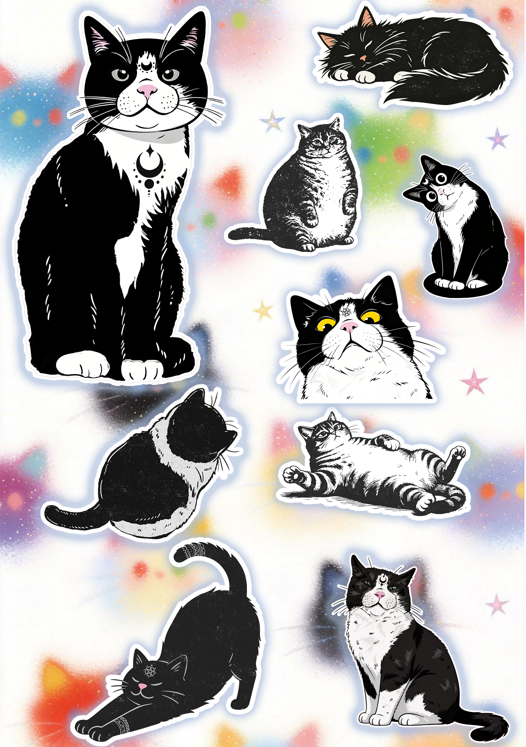 Purplehecate Pack of 11 Adorable Cat Stickers