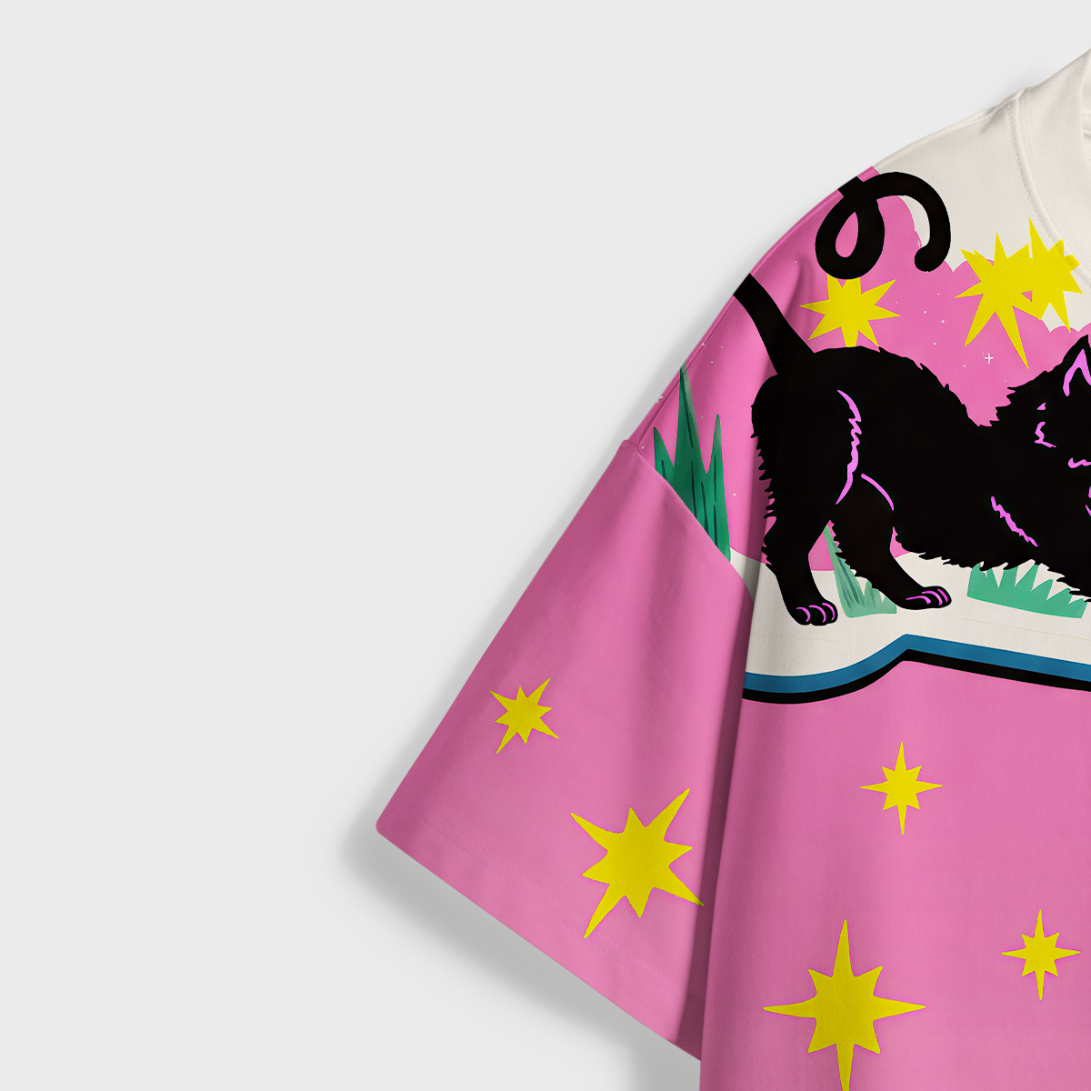 Purplehecate Pink Twin Black Black Starry All Over Print T-Shirt
