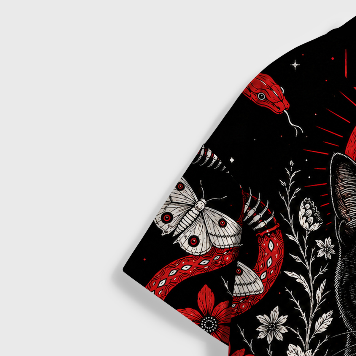 Purplehecate Blood Moon Third‑Eye Black Cat All Over Print T-Shirt