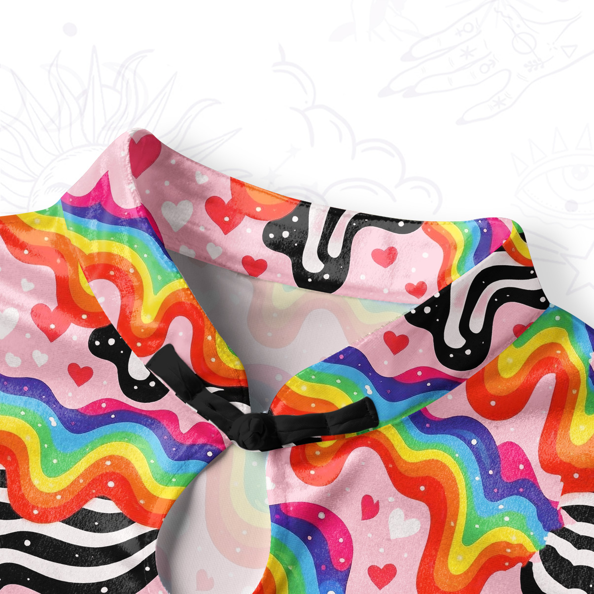 Purplehecate Groovy Melty Rainbow Hearts Velvet Bodycon Dress