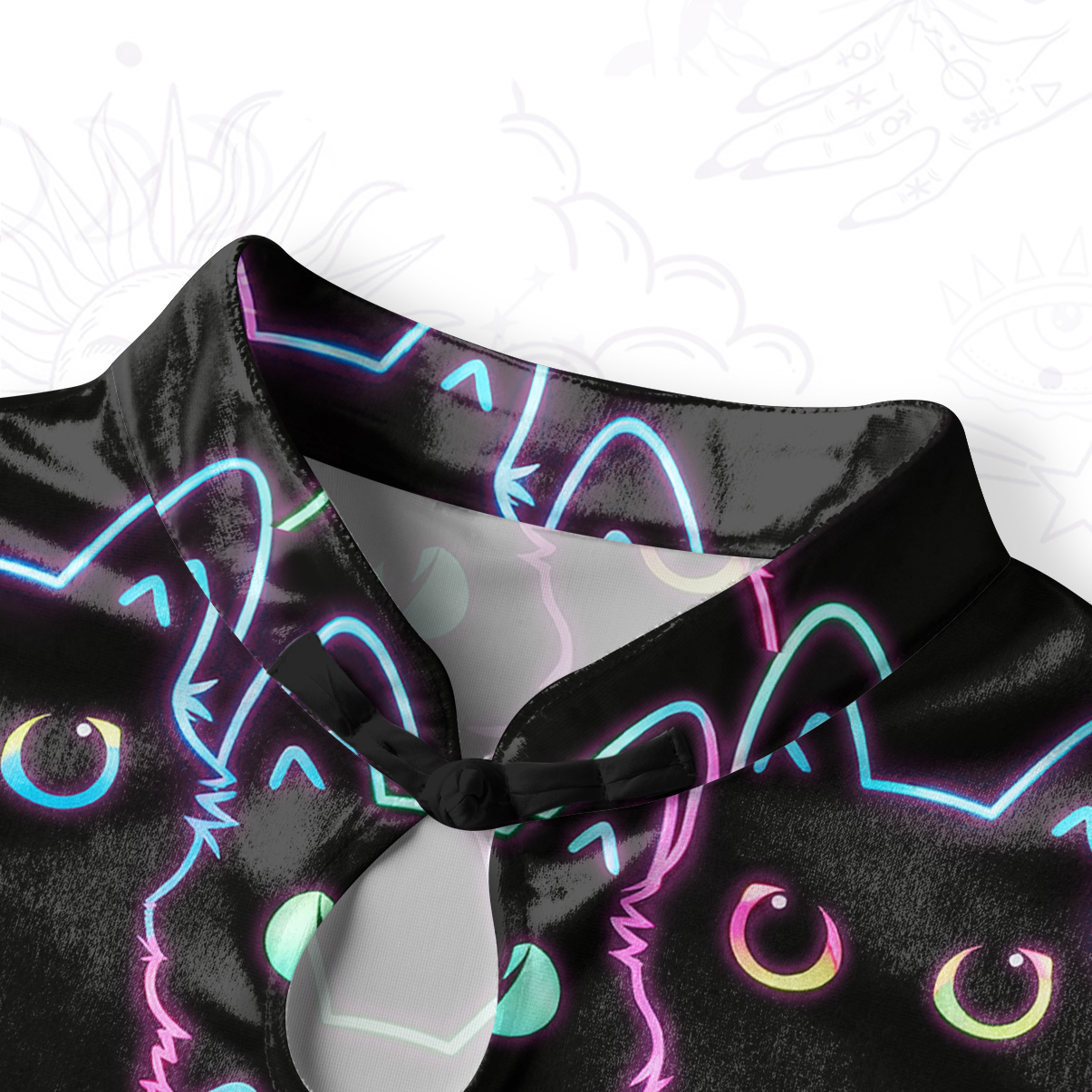 Purplehecate Neon Glow Stacked Cats Velvet Bodycon Dress