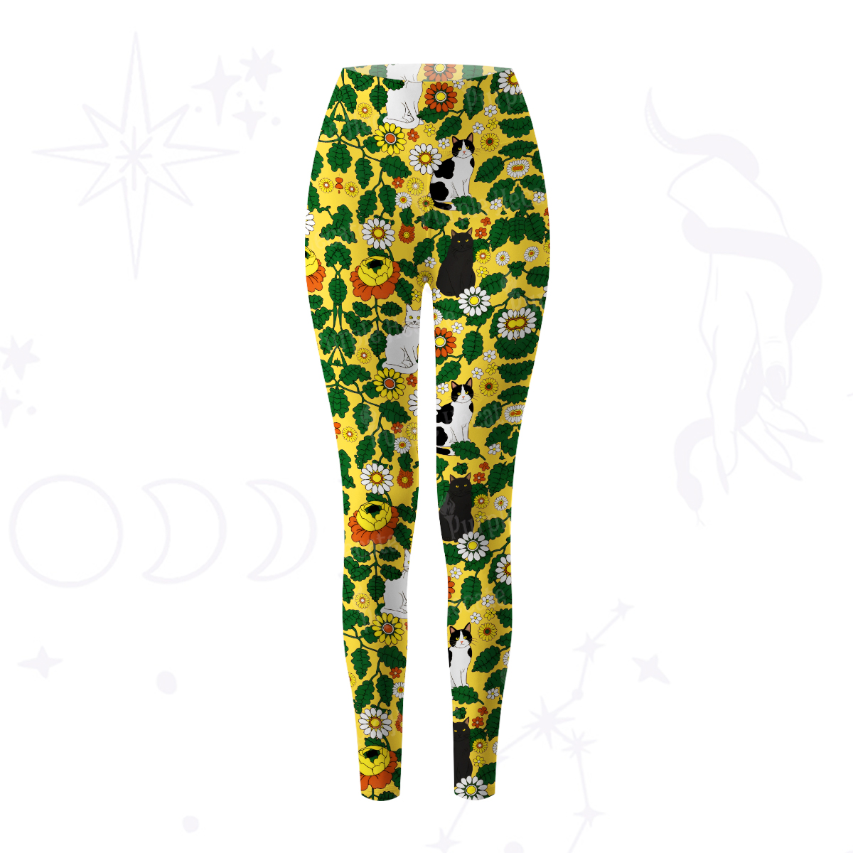 Purplehecate Daisy Cat  Garden Yoga Pants