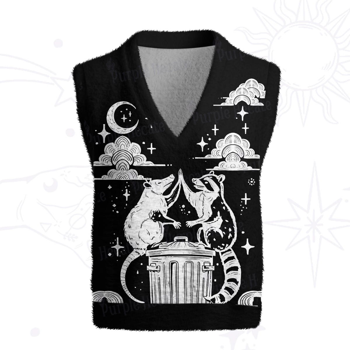 Purplehecate The Team Trash Raccoon Tarot Ugly Sweater Vest