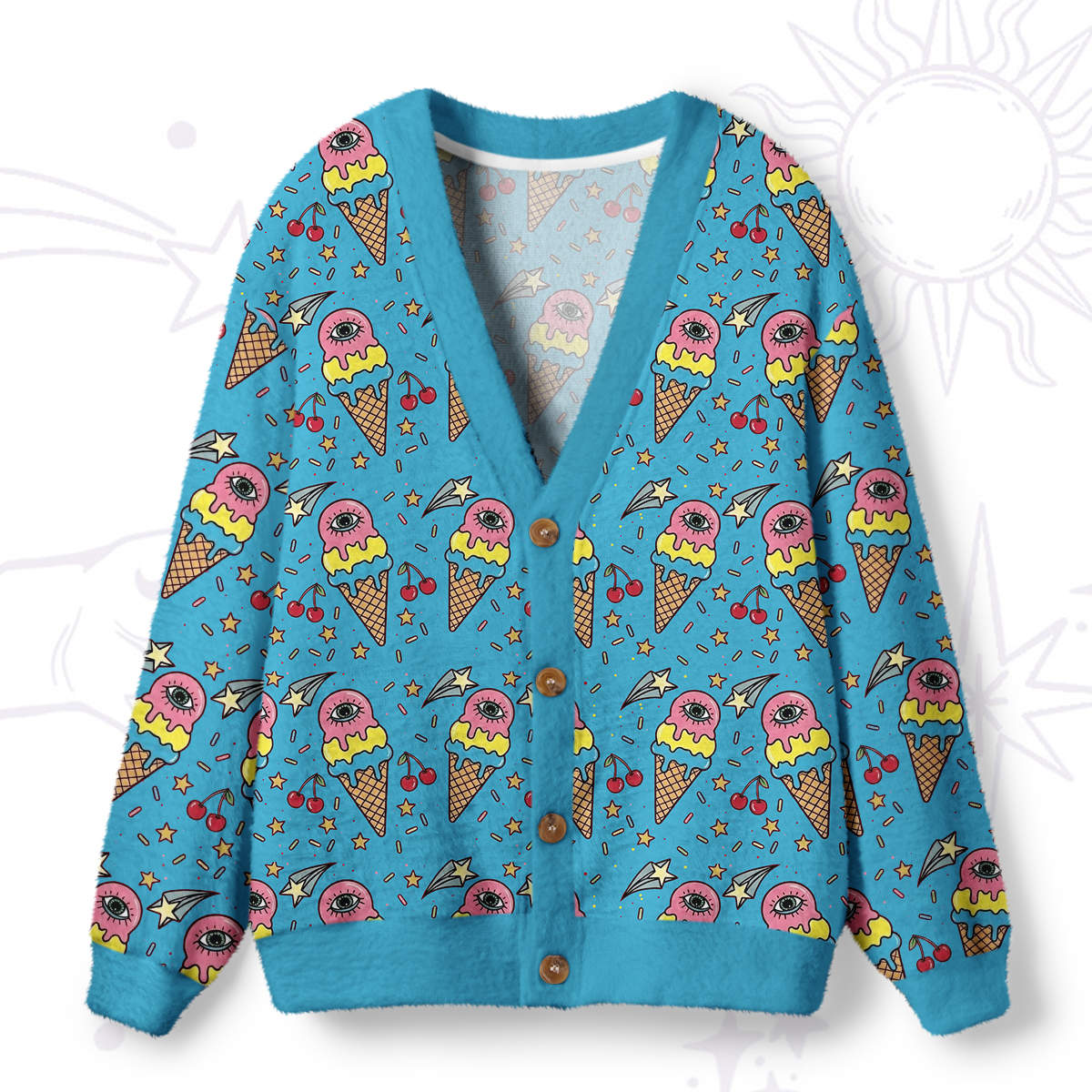 Purplehecate Melting Monster Ice Cream  Ugly Cardigan Sweaters